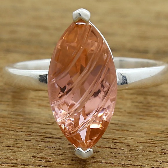 Gorgeous peach Morganite Silver rings 7, 8.5 - Picture 3 of 12